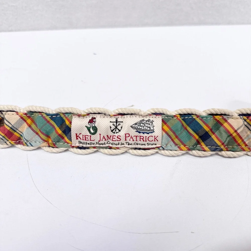 Kiel James Patrick KJP Braided Belt Mens Size 28 Blue White Preppy Coastal